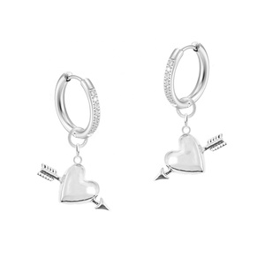 Jiachen Tùy Chỉnh Tinh Tế 18K Vàng Mạ & Sliver Màu Sắc Cupid Mũi Tên Trái Tim Đinh tán Bông Tai & Huggies Tim Bông Tai Cho Cô Gái - Product Image 2