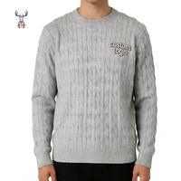 Pull en maille torsadée respirant à col côtelé et manches longues pour homme, en coton, avec logo brodé personnalisé Nanteng, tendance et chaud