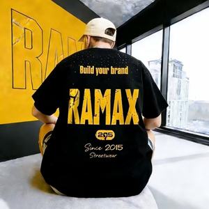 Camisetas Personalizadas al por Mayor con Logotipo, Estampado de Pedrería, Algodón Grueso, Estilo Casual para Hombre, Tallas Grandes, Impresión Bajo Demanda - Product Image 2