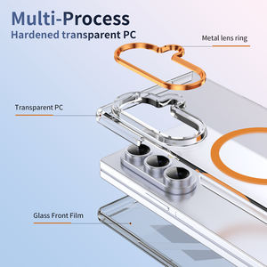 Étui en PC rigide transparent pour Samsung Galaxy Z Fold <span class=keywords><strong>Flip</strong></span> 7 6 5 <span class=keywords><strong>4</strong></span> <span class=keywords><strong>3</strong></span>, <span class=keywords><strong>compatible</strong></span> magnétique avec anneau de caméra en aluminium, <span class=keywords><strong>compatible</strong></span> avec Huawei Xiaomi - Product Image 4