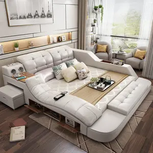 Modern Design Smart Bed Table Multi Functional Bed King Size Bed Frame Smart Bedroom Furniture Home Furniture