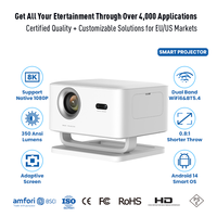 Projecteur intelligent portable JUNUO X4 AR 1080P LED LCD Android 13 avec prise en charge 4K, Wi-Fi double bande, 300 ANSI Lumens pour Home Cinéma (vente en gros)