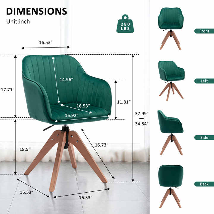 HMS Tufted Green Velvet Dining Arm Chair Natural Upholstered Living Room Furniture