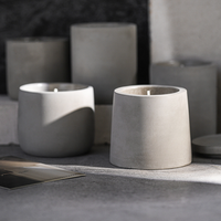 Vases à bougies en béton cylindriques de haute qualité de 6 oz, pots et bocaux en ciment vides pour les mariages et la fabrication de cire de bougie, nouveau style