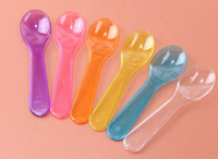 Cuillères de dégustation jetables transparentes courtes en plastique robuste, cuillères de dégustation pour glaces et desserts, cuillères pour échantillons de yaourts et amuse-gueules