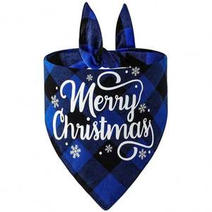 Pañuelo para Perro, Diseño Navideño Clásico a Cuadros, Pañuelo Triangular para Mascotas, Pañuelo con Diseño de Papá Noel y Muñeco de Nieve para Perros Medianos y Grandes - Product Image 6