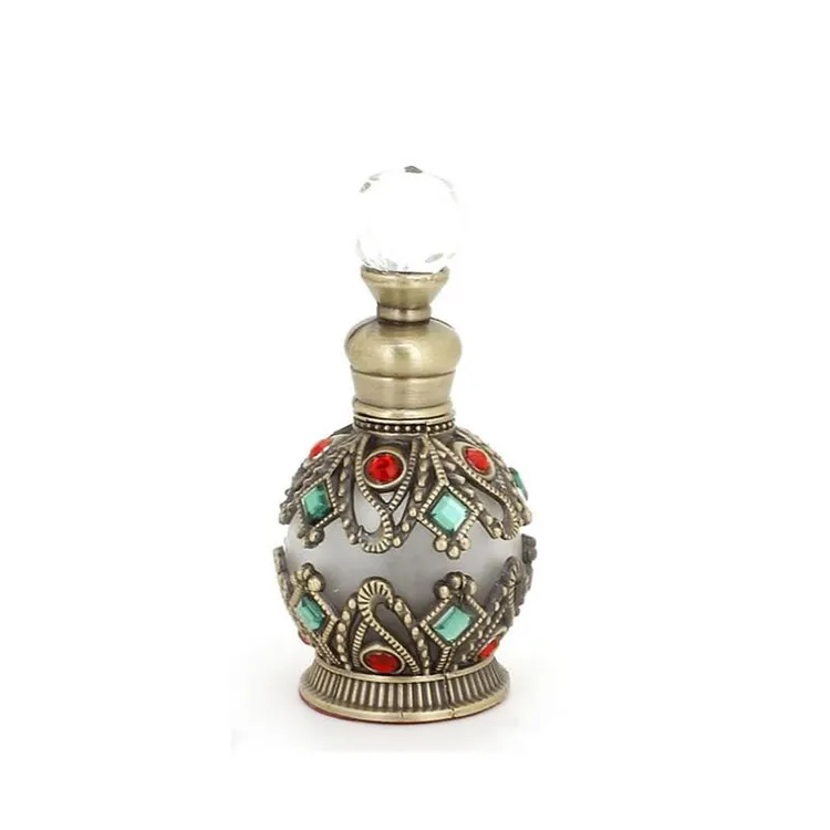 Flacon compte-gouttes d'huile essentielle en verre vide de 15ml, cadeau artisanal Antique de Style arabe pour la décoration de la maison