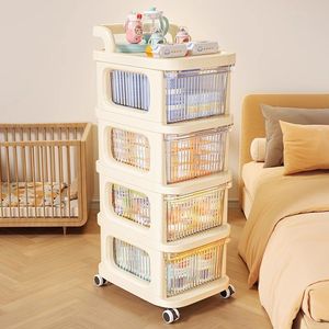 Carrito de almacenamiento para bebés con 4 cajones transparentes, organizador móvil para habitación infantil, unidad de cajones de plástico de varios niveles. - Product Image 1