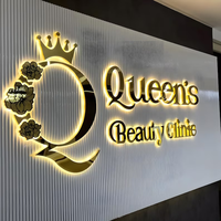 Panneau publicitaire LED personnalisé avec logo 3D de l'entreprise, en métal doré et acrylique rétroéclairé, étanche IP65, pour la publicité et la signalisation