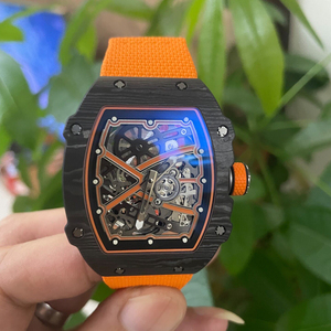 La dernière montre mécanique automatique multifonctionnelle ultra-fine en fibre de carbone de qualité supérieure 67-02 avec verre saphir - Product Image 1