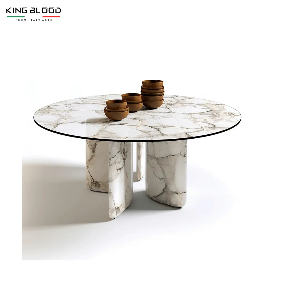Tavolo da pranzo moderno di lusso italiano ristorante Hotel bianco pietra naturale mobili in marmo tavolo da pranzo