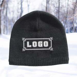 Winter Knitted Promo <strong>Hat</strong> Men Warm Winter <strong>Hat</strong> With Logo Custom Thermal <strong>Fleece</strong> <strong>Lined</strong> Beanie - Product Image 1