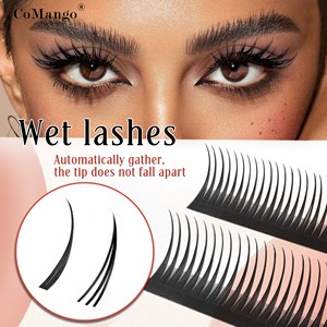 Pestañas CoMango Hechas a Mano, Color Negro Oscuro, Pre-fabricadas, Estilo Ojo de Gato, Volumen, Material PBT, 12 Filas, <span class=keywords><strong>Súper</strong></span> Suaves - Product Image 1