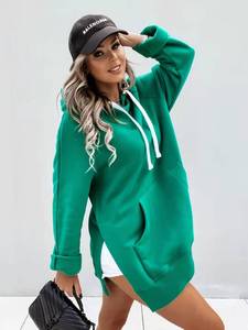 Sweat à capuche pour femme grande taille, couleur unie, manches longues, avec poches, automne et hiver 2026 - Product Image 5