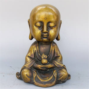 Venta caliente pequeño <span class=keywords><strong>monje</strong></span> estatua ornamento cobre puro bronce budismo figura Metal artesanía fundición - Product Image 1