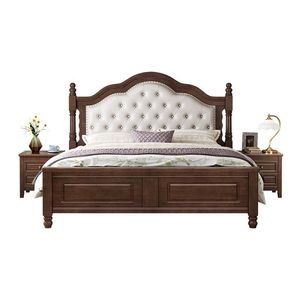 Cama Tapizada de Madera Maciza Estilo Rústico Americano, 1.8M, Doble, con Espacio de Almacenamiento, para Bodas y Uso Doméstico - Product Image 5