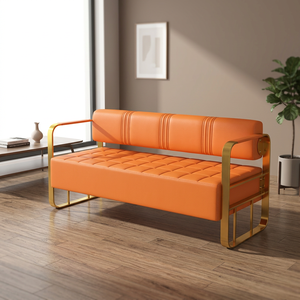 Modern Salon Waiting <b>Bench</b> Black Upholstered Reception <b>Sofa</b> Metal Frame Lounge Seat for Hair Studio - Product Image 6