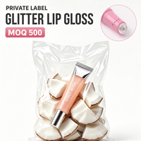 Baume à lèvres transparent scintillant effet gloss, enrichi en peptides, végétalien, en tubes souples avec applicateur en silicone – Marque privée