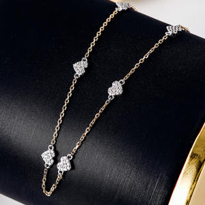 Pulsera de corazón de oro macizo de 10K, 14K, 18K, pulsera de corazón pequeño, pulsera de diamantes de laboratorio pavimentada de doble cara, regalo de hermana de la suerte - Product Image 2