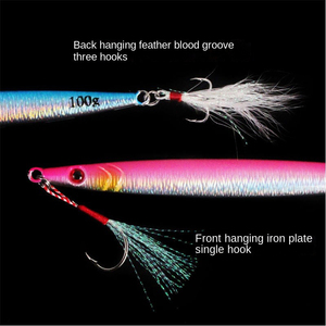 Hessen 60g-100g Blei-Metall-Jig Sinkender Leuchtender Künstlicher Harter Köder zum Angeln für Lachs, Wolfsbarsch & Seenutzung - Product Image 5