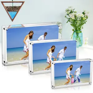 Freestanding Acrylic Photo Frame Double Sided Custom Thickness Clear Acrylic Magnetic Picture Frame For Wedding