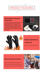Gants <span class=keywords><strong>de</strong></span> barbecue résistants à la chaleur avec grip en <span class=keywords><strong>silicone</strong></span>, anti-brûlure, en coton, pour la <span class=keywords><strong>cuisine</strong></span> et la pâtisserie - Product Image 4