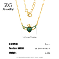 Collier pendentif en laiton ZG avec pierre précieuse taillée en cœur et ailes d'ange romantiques, bijoux de mode pour femmes
