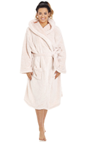 Albornoz de felpa de lujo suave para mujer, con capucha, para dormir, venta al por mayor, para adultos, de invierno, estilo sherpa, elegante, hasta la rodilla, personalizado