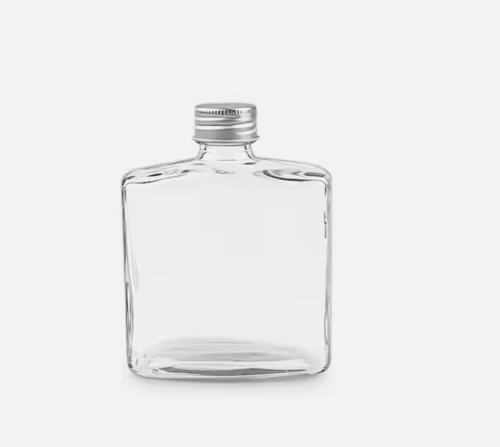 hip flask glass bottle rectangle 100ml