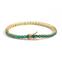 BESXL0283 Collier simple et unique en laiton avec zircon vert 4 mm, style hip-hop européen et américain