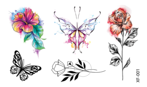 <span class=keywords><strong>Tatuajes</strong></span> Temporales <span class=keywords><strong>de</strong></span> Flores a la Moda, Impermeables, Personalizados para Mujer - Diseños <span class=keywords><strong>de</strong></span> Rosa Negra y Girasol para Cara, Cuello, Brazo y Arte Corporal - Product Image 2