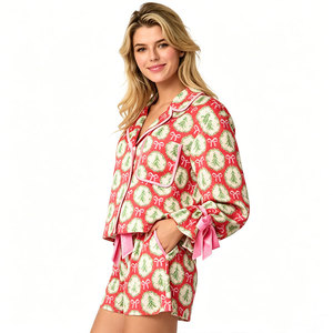 Vêtements de détente en bambou personnalisés, vêtements de nuit pour femmes, pyjamas de Noël, ensembles de pyjamas festifs, vêtements pour femmes en coton - Product Image 4