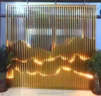 Dinding Pembatas Taman Logam Berlampu LED Kustom, Pagar Aluminium Gaya Cina Baru, Dekorasi Taman Luar Ruangan, Pembatas Privasi Logam