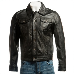 Vestes en cuir décontractées pour hommes, nouvelle collection, prix abordable, col montant, fermeture éclair sur le devant, couleurs personnalisables, imperméables, couleur unie - Product Image 3