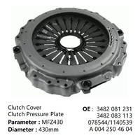 Couvre-embrayage pour camion lourd MFZ430 3482081231 3482 081 231 430 mm, ensemble de plaque de pression d'embrayage 078544 pour camions européens