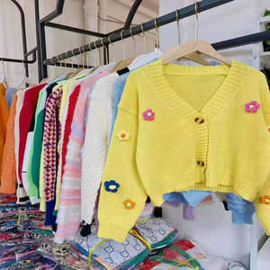 3.69 Dollar FYK192 Casual Long Sleeve Soft Wholesale Knitted <strong>Lady</strong> Sweater Knitted Women <strong>Christmas</strong> <strong>Cardigan</strong> With Colors - Product Image 1