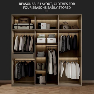 Armario Moderno Minimalista de Madera Maciza y Aglomerado con Puerta Abatible, de Piso a Techo, para Dormitorio, con Espacio para Colgar Ropa - Product Image 3