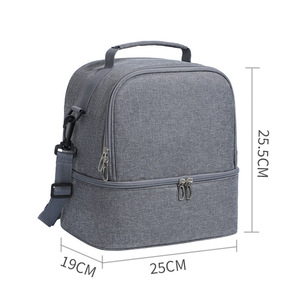 Insulated Lunch Bag Navy Blue Large Capacity Portable Foldable Food Storage Crossbody Bag for Work or Outing - Product Image 5