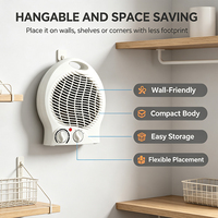Chauffage de bureau d'hiver portable en céramique PTC avec 2 fusibles de sécurité contre la surchauffe et mini ventilateur électrique de table