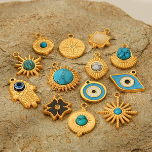 Colgantes de Turquesa Vintage de Acero Inoxidable 316L con Baño de Oro de 14k y 18k, Inoxidables, para Fabricación de Joyas, Collares y Pulseras - Product Image 1