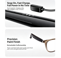 Gafas Inteligentes con Control Táctil 5.4, Conducción Ósea, Protección UV, Respuesta a Llamadas, Reproducción de Música, Carga Magnética