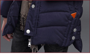 Hiver Veste Enfant 5-14 Ans Imprimée Lettres Garçons, Veste Simple Ample Couleur Unie <span class=keywords><strong>Chaude</strong></span> Doublée Polaire avec Capuche - Product Image 6
