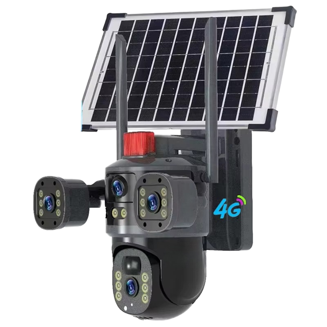 Factory Wholesale Solar WiFi IP Security Camera 12MP 4K 4G SIM Card 180 Wide Angle Night Vision Human Tracking CMOS Cloud Wall