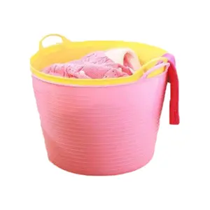 Outdoor Household Multi Functional Plastic Colorful Water Rounded Bucket Without Lid