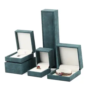 VANLOCY yüksek yeniden satın alma oranı yüzük kutuları kadife mücevher içinde ambalaj kutusu PU deri mavi mücevher kutusu