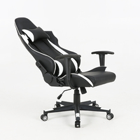 Siège de jeu en cuir pour adultes avec support ergonomique du dos, accoudoirs fixes, chaise de bureau de jeu réglable