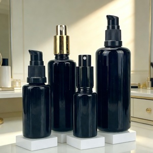 Hot Sale Glass Dropper <b>Bottle</b> with Pink Aluminum Cap 30ml 50ml 60ml 100ml Black UV-Resistant Glass Emulsion <b>Pump</b> <b>Bottle</b> - Product Image 1
