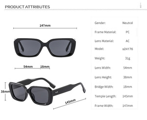 Wholesale Fashion Ladies Fashion Street Photography Retro Sunshade Small <b>Frame</b> Color <b>Square</b> Sunglasses - Product Image 6