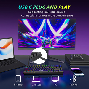 Teclado Mecánico para Juegos FIFINE GK1 de 68 Teclas con Interruptores Rojos, Hot-Swap, NKRO Completo, 1000Hz, RGB, Macro Integrado, USB-C para PC y Laptop - Product Image 6