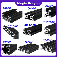 Profilé en aluminium V-Slot noir 2020 2020N1 2040 2040N1 2060 2080 4040 4080 20100, norme européenne, pour imprimante 3D, rail DIY, cadre